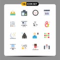 Group of 16 Modern Flat Colors Set for browser, target, digital, soldier, badge