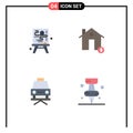 Group of 4 Modern Flat Icons Set for canvas, lift, battery, electricity, education