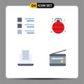 Group of 4 Modern Flat Icons Set for checklist, laptop, menu, bauble, text