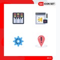 Group of 4 Modern Flat Icons Set for cinema, gear, sound, loud hailer, idea