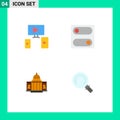 Group of 4 Modern Flat Icons Set for computer, house, preferences, whtiehouse, building