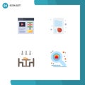 Group of 4 Modern Flat Icons Set for design, light, growth, strategic, apartment