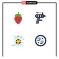 Group of 4 Modern Flat Icons Set for diet food, pollution, drill, drilling, connected