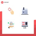 Set of 4 Commercial Flat Icons pack for finger, security, gesture, technology, monitor Royalty Free Stock Photo