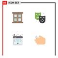 Group of 4 Modern Flat Icons Set for frame, idea, mask, paint, light bulb