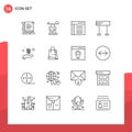 Group of 16 Modern Outlines Set for business startup, race, app, line, user