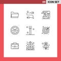 Group of 9 Modern Outlines Set for darts, kitchen, coffee, fork, education