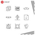 Group of 9 Modern Outlines Set for download, tree, hipster, nature, feather