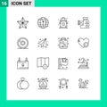 Group of 16 Modern Outlines Set for healthcare, ambulance, city, mix, kitchen