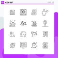 16 User Interface Outline Pack of modern Signs and Symbols of position, human, chat, body, conversations