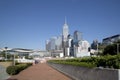 Group of different style modern buildings in city Hongkong