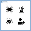 Pictogram Set of 4 Simple Solid Glyphs of business, heart, vision, science, marriage
