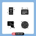 Group of Modern Solid Glyphs Set for cab, search, transport, time, food