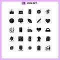 Group of 25 Modern Solid Glyphs Set for china, internet, domestics, cyber, smart house