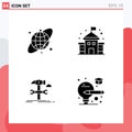 Group of Modern Solid Glyphs Set for circular, repair, building, build, bulb