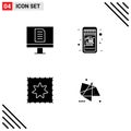 Group of 4 Modern Solid Glyphs Set for computer, effects, mobile shopping, baby, motion