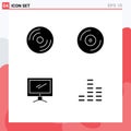 Group of Modern Solid Glyphs Set for devices, monitor, laptop, dvd, imac Royalty Free Stock Photo