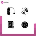 User Interface Pack of 4 Basic Solid Glyphs of diving, stamp, rice, certificate, coin Royalty Free Stock Photo