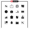 Group of 16 Modern Solid Glyphs Set for finance, engineer, communication, design, architecture Royalty Free Stock Photo