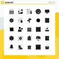 Group of 25 Modern Solid Glyphs Set for wifi, guatemalan, coding, centavo, programming