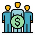 Group money crowdfunding icon color outline vector