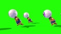 Group Monster Eye Man Runs Green Screen Side 3D Renderings Animations