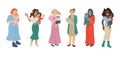 Group of mothers with babies. Vector cartoon illustration