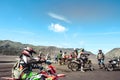 Group motor bike Community on mountain bikes start