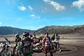 Group motor bike Community on mountain bikes start