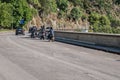 PedrogÃÂ£o Pequeno PORTUGAL - 10 June 2020 - Bikers on top of Cabril Dam traveling the mythical N2, PedrogÃÂ£o Pequeno PORTUGAL