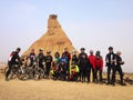 Group of mountain bike riders in the Navarrese Bardenas