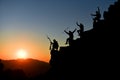 Mountaineers greeting sun Royalty Free Stock Photo