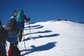 A group of mountaineers walking in the snow