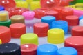 The group of multi-color plastic bottle caps Royalty Free Stock Photo