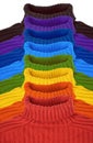 Group of multi color rainbow sweaters collage