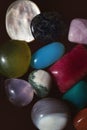 Group of multi-colored semi-precious stones Royalty Free Stock Photo
