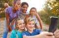 Group Of Multi-Cultural Children Posing For Selfie With Friends In Countryside Together Royalty Free Stock Photo