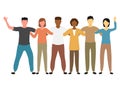 Group of multi-ethnic friendly men and women vector illustration