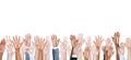 Group Of Multi-Ethnic People's Arm Outstretched In A White Background Royalty Free Stock Photo