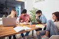 Group of multi ethnic young students preparing for exams Royalty Free Stock Photo