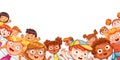 Group of multicultural happy children waving at the camera Royalty Free Stock Photo