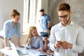 Group of multiethnic business people working at the office. Startup finance teamwork concept Royalty Free Stock Photo