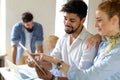 Group of multiethnic business people working at the office. Startup finance teamwork concept Royalty Free Stock Photo