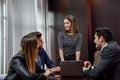 Group of multiethnic busy people working in an office Royalty Free Stock Photo