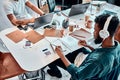 Group of multiethnic busy people working in an office