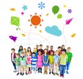 Group of Multiethnic Cheerful Children Childhood Activities Royalty Free Stock Photo