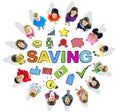 Group of Multiethnic Children in Circle with Saving Concept Royalty Free Stock Photo