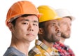 side view of group of multiethnic construction workers Royalty Free Stock Photo