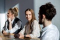 Multiethnic Diverse Busy Business People sitting on meeting Royalty Free Stock Photo