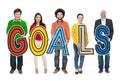 Group of Multiethnic People Holding Goals Royalty Free Stock Photo